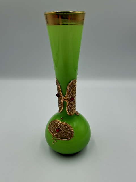 Bohemisk glas Grøn blomster vase